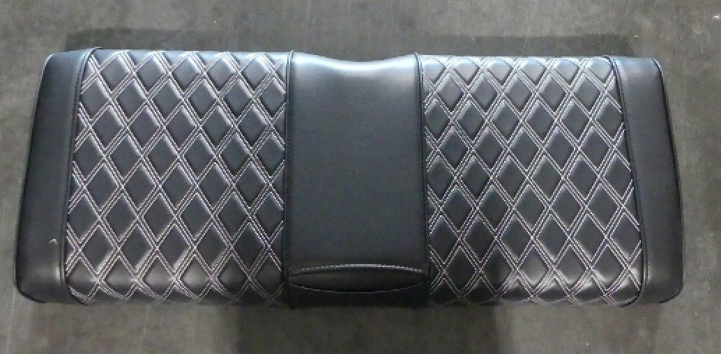 SEAT BOTTOM CUSHION, REAR FLIP, BLACK WITH WHITE DIAMOND STITCHING, PEAK
