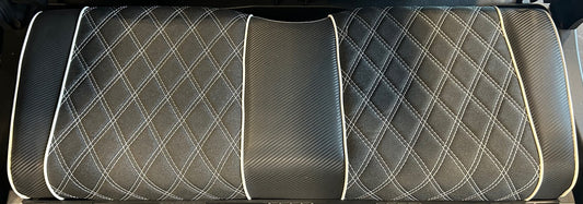 SEAT BOTTOM CUSHION, REAR FLIP, V4/V6, BLACK WITH WHITE DIAMOND