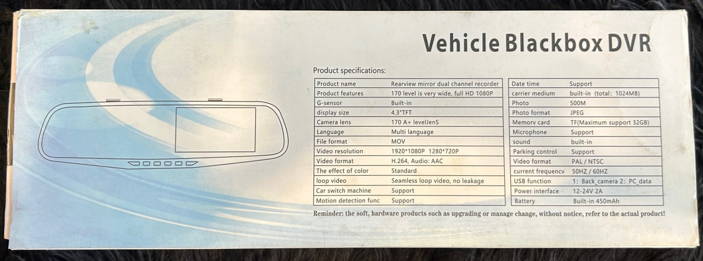 BACK UP CAMERA/REAR VEIW MIRROR KIT, UNIVERSAL